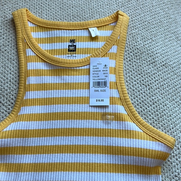 PACSUN Yellow & White Striped Halter Crop Top - Picture 2 of 6